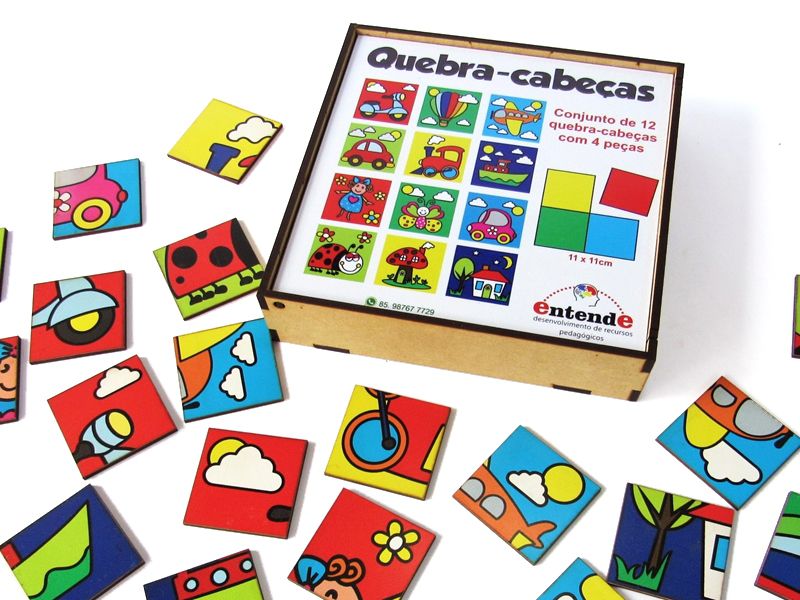 Kit Com 4 Jogos Quebra Cabeça Educativo Pedagógico (4unid