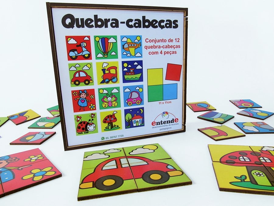 Kit Com 4 Jogos Quebra Cabeça Educativo Pedagógico (4unid